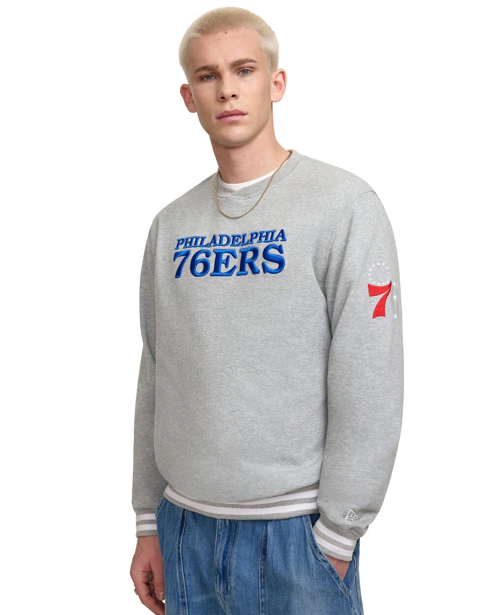 New Era Philadelphia 76ers Gray Logo Select Crewneck - Size XL